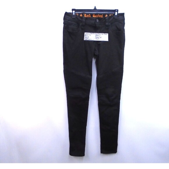 Rock Revival Denim - Rock Revival Sheryl Jeans Women 28 (31x32) Black Skinny Moto Biker Stretch Pants